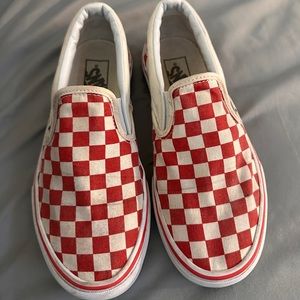 VANS- Red Checkered slip on